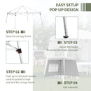 Outsunny 2.4 x 2.4m UV50+ Pop Up Gazebo Canopy Tent with Carry Bag, White