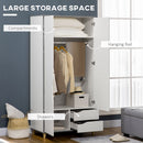 HOMCOM 2 Door Wardrobe with Drawers, Hanging Rail, Shelves for Bedroom, White