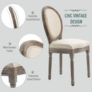 HOMCOM Set of 2 Elegant French-Style Dining Chairs w/ Wood Frame Foam Seat Ivory