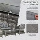 Outsunny 4 PCs Rattan Wicker Sofa Set Outdoor Conservatory Furniture w/ Cushion
