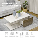 HOMCOM Modern Coffee Table w/ Tempered Glass Shelve, Drawers for Living Room