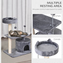 PawHut 81cm Cat Tree Kitten Large Cats Tower Activity Centre Scratch Post Grey
