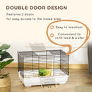 PawHut Small Pet Cage, Indoor Rabbit Guinea Pig House w/ Wood Floor, Trays