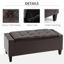 HOMCOM 40x90cm PU Leather Storage Ottoman Bench Wood Frame w/ Tufting Feet Brown