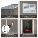 Outsunny Garden Shed Storage Unit w/Locking Door Floor Foundation Vent Grey