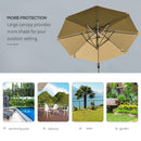 Outsunny 3m Solar LED Cantilever Parasol Adjustable Garden Umbrella Khaki