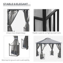 Outsunny Gazebo Party Tent Canopy Sun Shade for Patio Garden Light Grey 3x3(m)