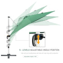 Outsunny 3 x 3(m) Cantilever Roma Parasol Garden Umbrella with Cross Base Green