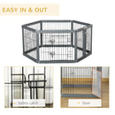PawHut Dog Play Pen 6 Panel Pet Playpen Foldable Rabbit Guinea Pig Run w/ Door