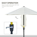 Outsunny 2m Half Garden Parasol Market Umbrella w/ Crank Handle, Base Cream
