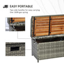 Outsunny Patio PE Rattan Wicker Storage Bench Box with Natural Wood Top Lid