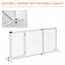 PawHut Wooden Freestanding Pet Gate Adjustable w/ Door Lock Safe Barrier White