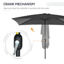 Outsunny 3x2m Patio Parasol Canopy Tilt Crank 6 Ribs Sun Shade Garden Black
