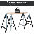 HOMCOM Set Of 2 Steel Saw Horses Telescopic Builders Work Bench Folding Black