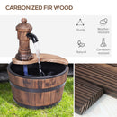 Outsunny Garden Barrel Water Fountain Patio Wood Electric Water Feature w/ Pump