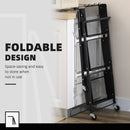 HOMCOM Rolling Utility Cart with 3 Mesh Basket 4 Hooks for Kitchen Black