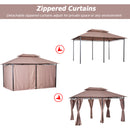 Outsunny 3 x 4m Outdoor 2-Tier Steel Frame Gazebo with Curtains Outdoor Backyard