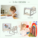 HOMCOM Kids Study Table and Chair Set Drawing Board Writing Desk for Toddlers