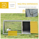 PawHut Wooden Rabbit Hutch Triangle Bunny Ferret Cage Guinea Pig Run Grey