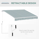 Outsunny Garden Sun Shade Canopy Retractable Awning, 2.5 x 2m, Green and White