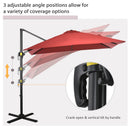 Outsunny Square Cantilever Roma Parasol 360° Rotation w/ Hand Crank, Wine Red