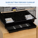 PawHut Metal Bird Cage Small w/ Perch Food Container Handle for Finch Canary