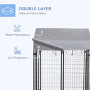 PawHut Outdoor Dog Kennel, Metal Dog Run with Canopy, 120 x 120 x 138cm
