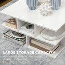 HOMCOM Square Modern 2-Tier Coffee Table with Multiple Storage Shelves White