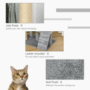 PawHut 100cm Cat Tree with Climbing Ladder Scratching Post Ball, Light Grey