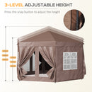 Outsunny 4x4m Garden Gazebo Tent Outdoor Metal Adjust Sun Shade w/ Zippered Net