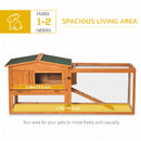 PawHut Rabbit Hutch and Run Outdoor w/ Sliding Tray Hay Rack Ramp, 156x58x68 cm