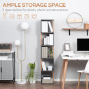 HOMCOM 5-Tier Bookshelf Freestanding Bookcase Storage Shelves Study, Dark Grey