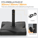 Outsunny 20KG Square Patio Umbrella Base, Fits ?32mm,?38mm,?48mm Pole - Black