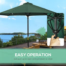 Outsunny Outdoor Market Table 3(m) Parasol Umbrella Sun Shade with 8 Ribs, Green