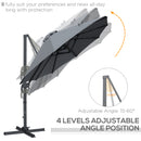Outsunny 4.5 m Double Garden Parasol Garden Umbrella w/ Crank Handle Grey