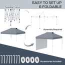 Outsunny 3x3(M) Pop Up Gazebo Canopy Tent w/ 1 Sidewall Carrying Bag Grey