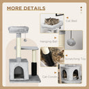 PawHut Cat Tree Climbing Activity Center w/ Scratching Massage Toy Hanging Ball