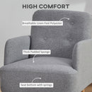 HOMCOM Upholstered Armchair, Nature Wood Frame Padded Living Room Chair, Grey