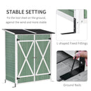 Outsunny Garden Storage Shed Tool Organizer w/ Table, 139x75x160cm, Green