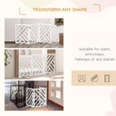 PawHut Wooden Pet Gate Foldable Freestanding Pet Gate w/ Three Panels - White