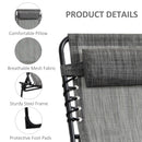 Outsunny Lounger Folding Reclining Camping Bed 5-position Adjustable Mixed Grey