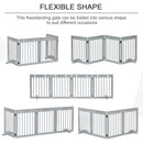 PawHut Pet Gate 4 Panel Wooden Dog Barrier Folding Fence w/ Support Feet