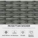 Outsunny 6pc Padded Outdoor Rattan Wicker 3-Seat Sofa Recliner Footstool Table - Light Grey