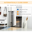 PawHut Extra Tall Dog Gate with Cat Door Auto Close for Stairs 74-101 cm Wide