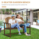 Outsunny Wooden Bench for Two People, Patio Loveseat Chair w/ Slatted Backrest