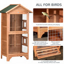 PawHut Wooden Bird Aviary, Outdoor Bird Cage for Finch, Canary w/ Tray - Orange