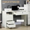 HOMCOM Computer Desk Writing Desk with Five Drawers for Home Office White