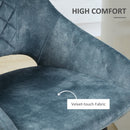 HOMCOM Bar Stools Set of 2, Velvet-Touch Fabric Counter Height Bar Chairs Blue