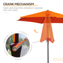 Outsunny Patio Umbrella Parasol Sun Shade Garden Aluminium Orange 2.7M