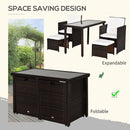 Outsunny 5 Pieces Rattan Garden Furniture Sofa Set w/ Table Chair Footrest Brown